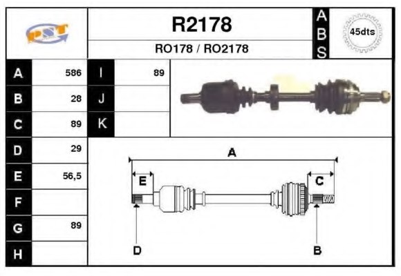 SNRA R2178 Drive Shaft